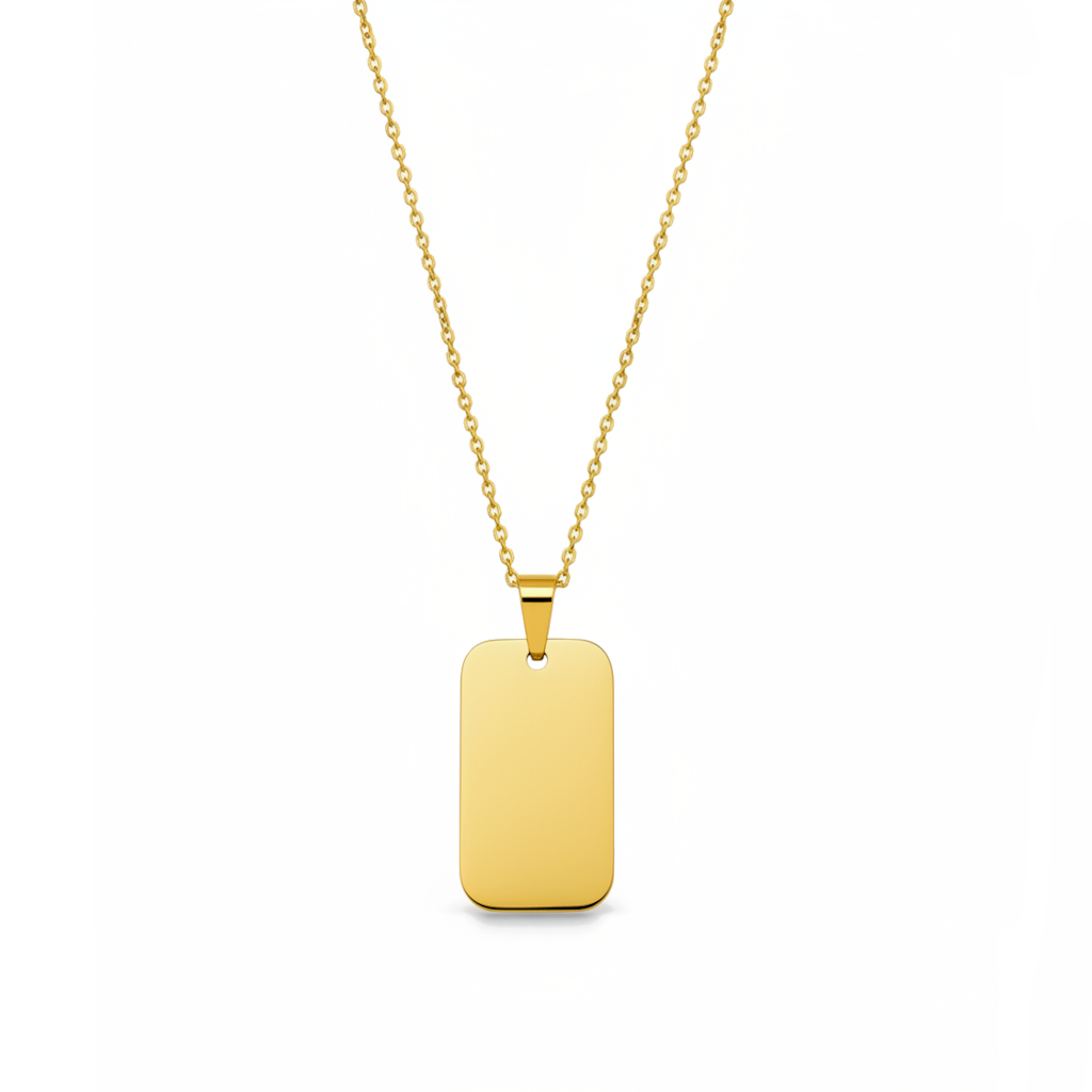 Large Rectangular Pendant with Necklace and Custom Engraving