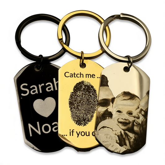 Polished Dog Tag Keychain Pendant with Engraving