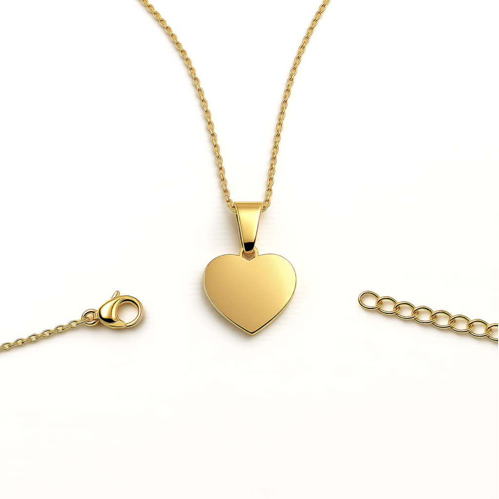 Small Heart Pendant with Necklace and Custom Engraving