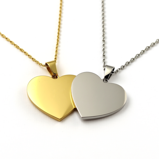 Big Heart Necklace with Custom Engraving