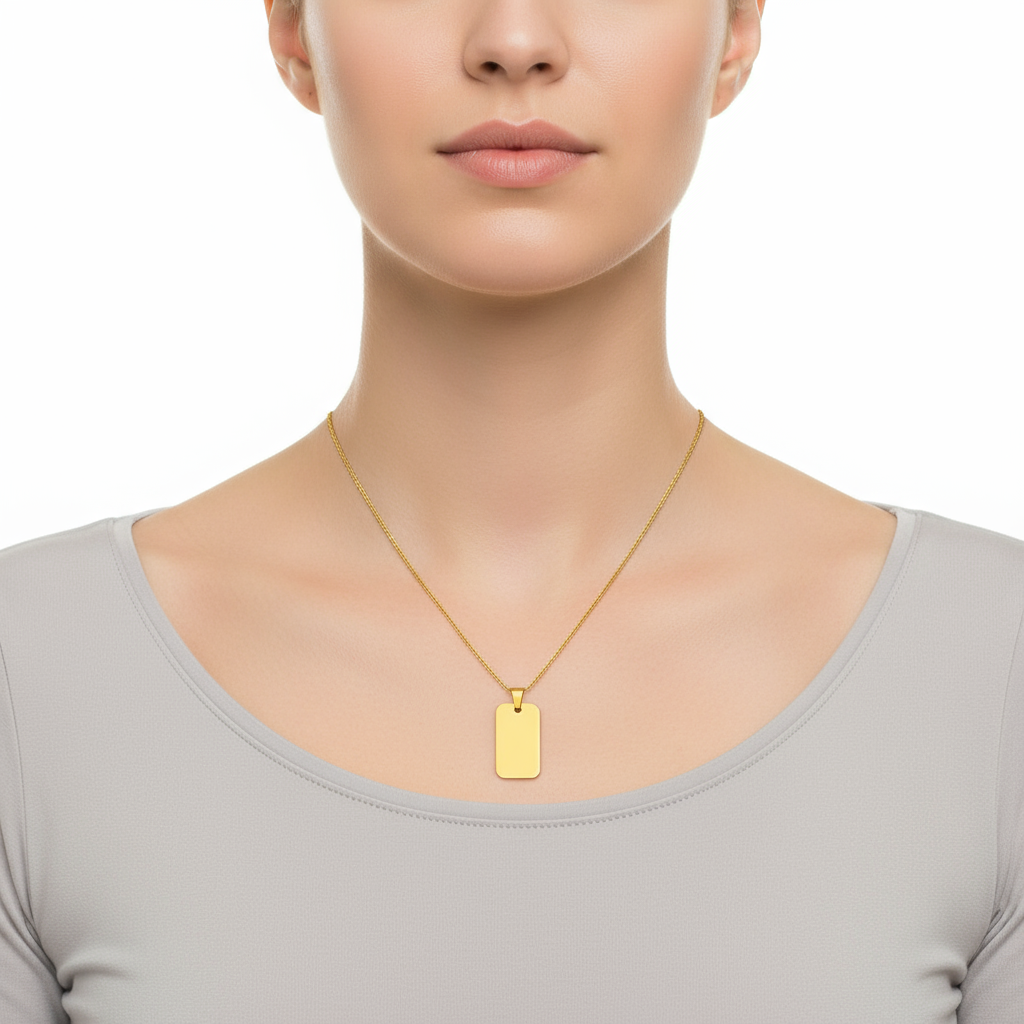 Large Rectangular Pendant with Necklace and Custom Engraving
