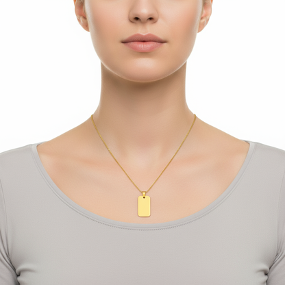 Large Rectangular Pendant with Necklace and Custom Engraving