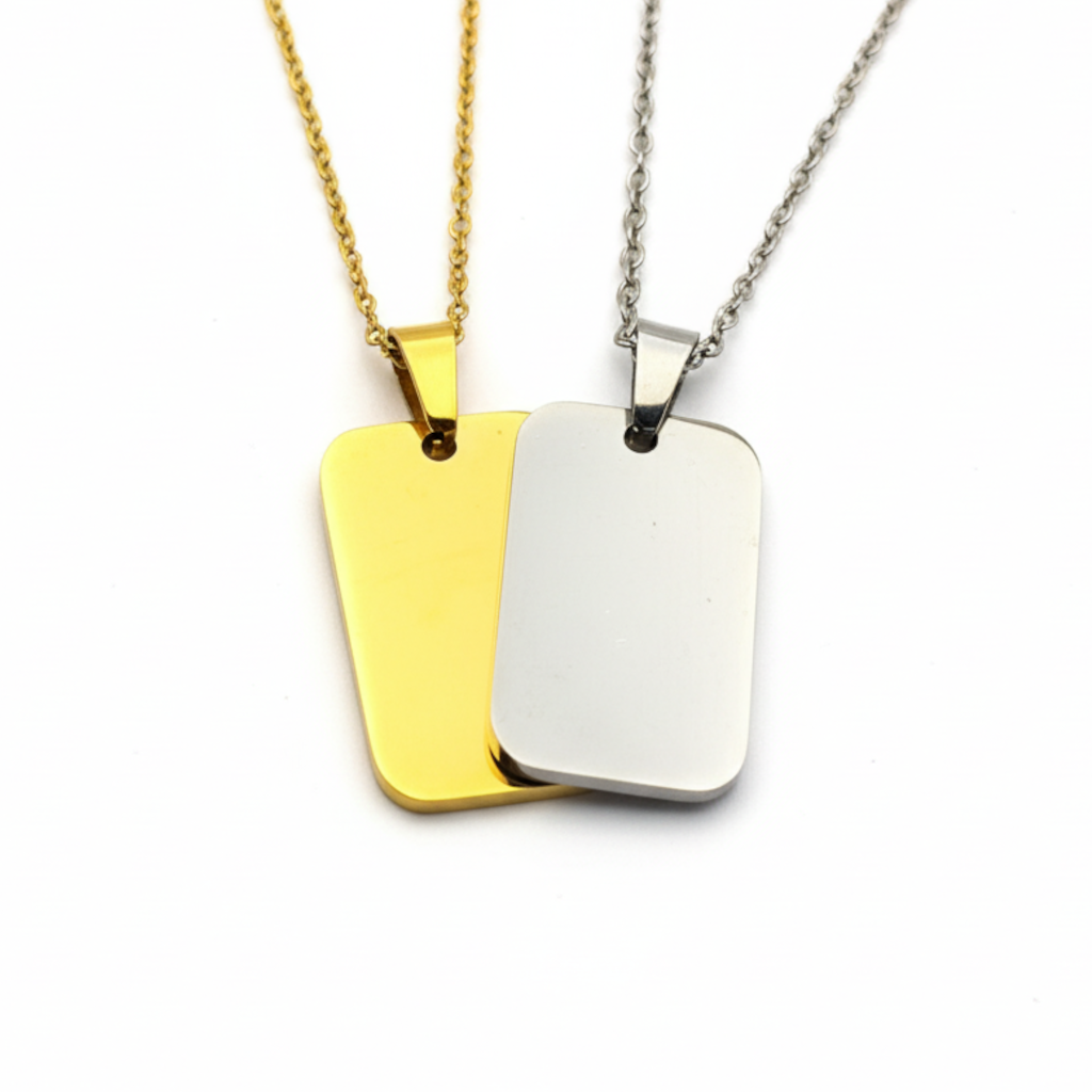 Large Rectangular Pendant with Necklace and Custom Engraving