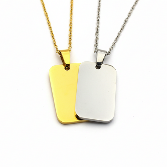Large Rectangular Pendant with Necklace and Custom Engraving