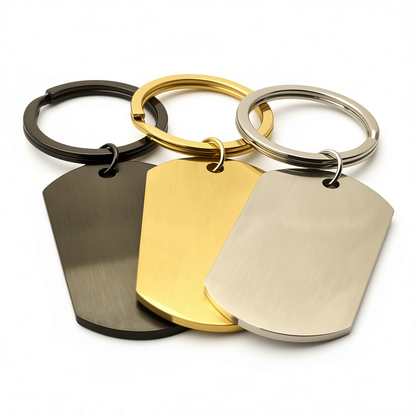 Brushed Dog Tag Keychain Pendant with Engraving
