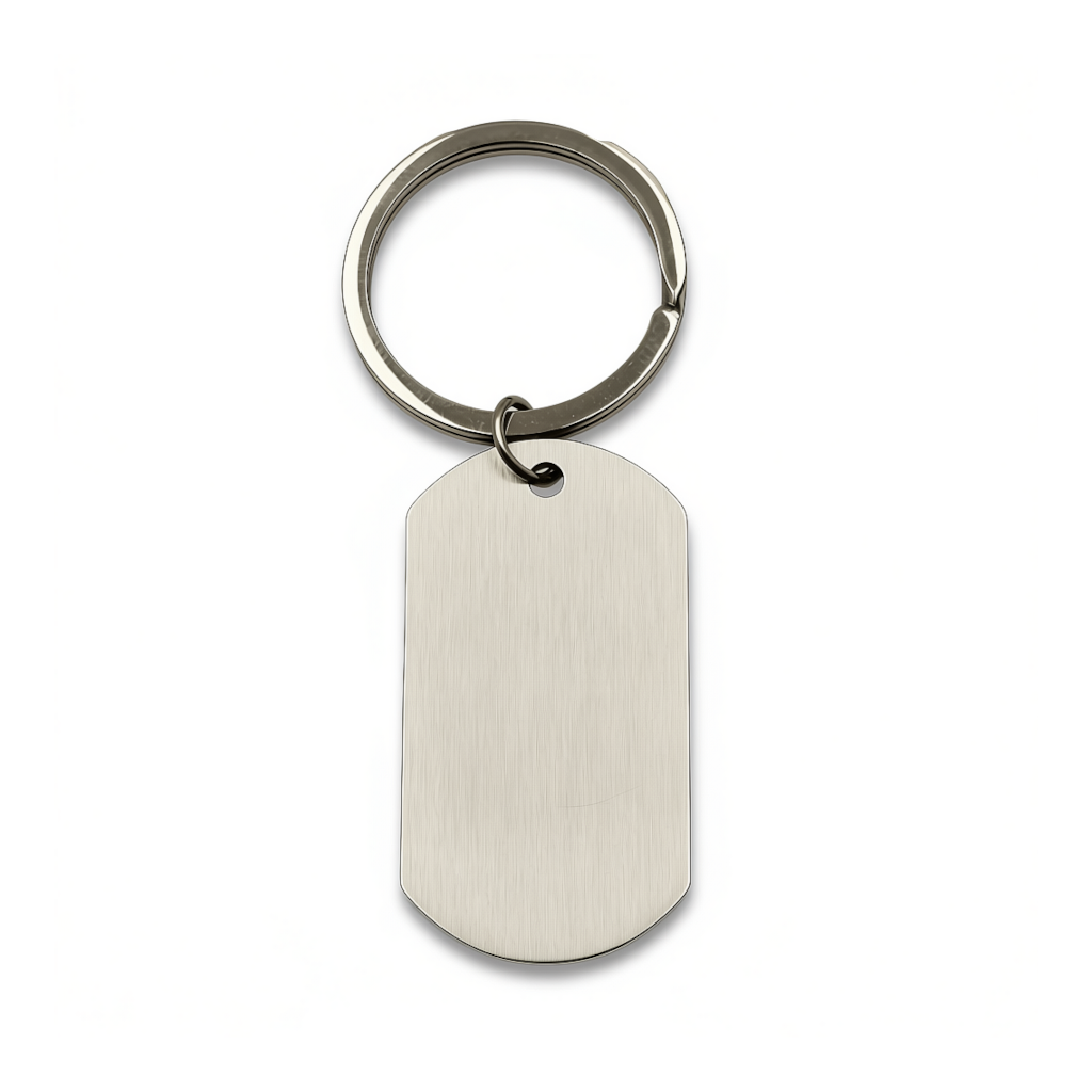 Brushed Dog Tag Keychain Pendant with Engraving
