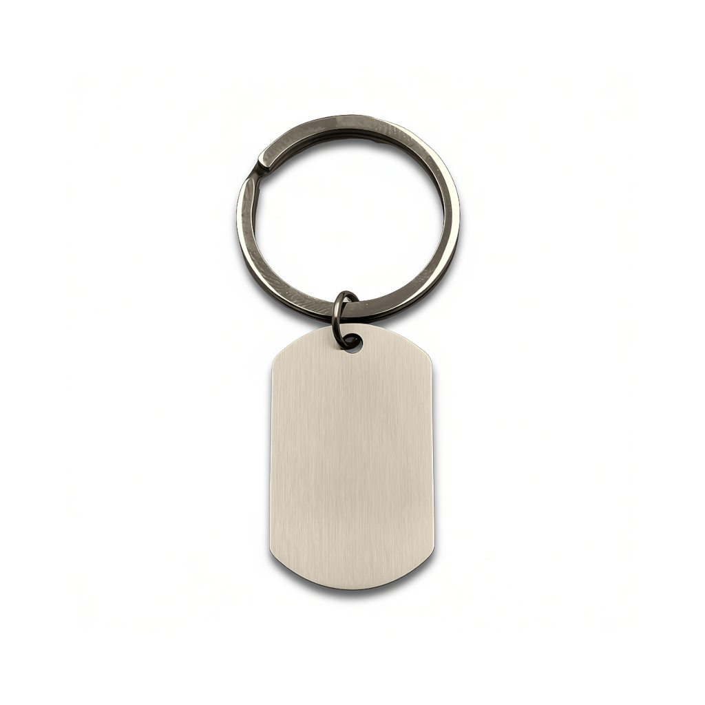Brushed Dog Tag Keychain Pendant with Engraving
