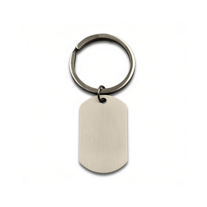 Brushed Dog Tag Keychain Pendant with Engraving