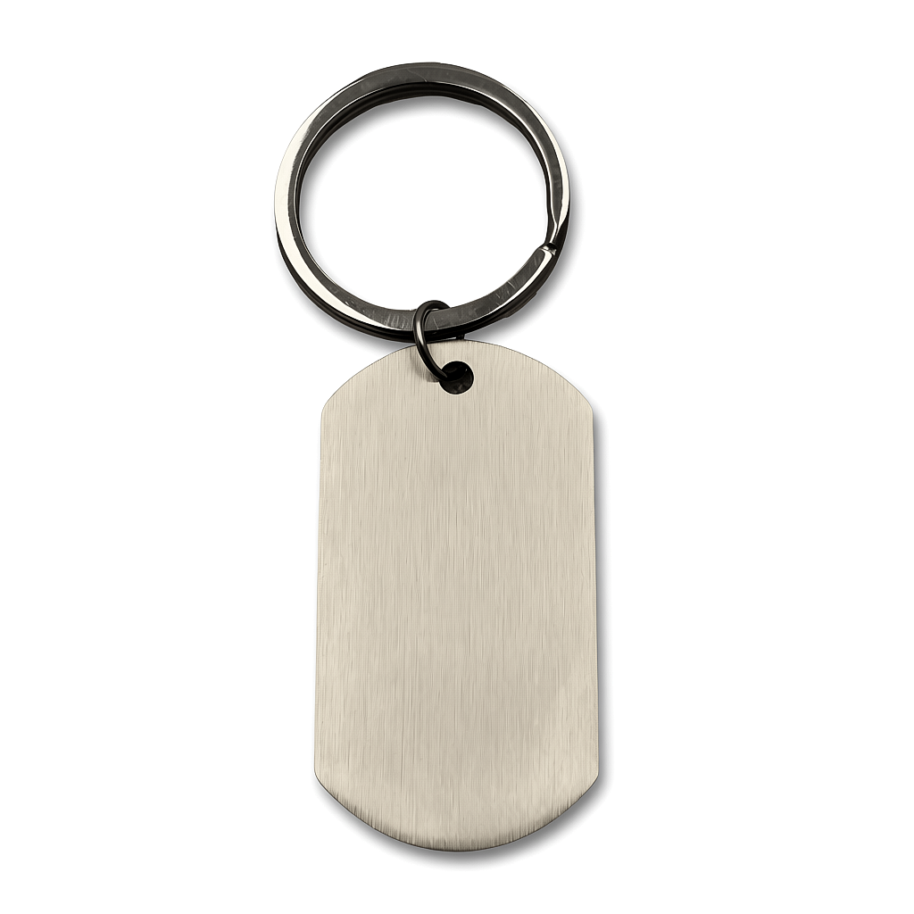 Brushed Dog Tag Keychain Pendant with Engraving