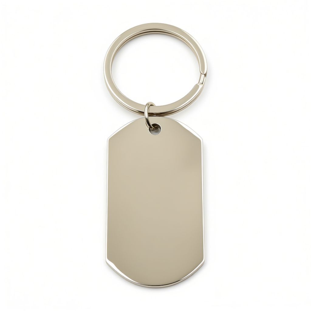 Polished Dog Tag Keychain Pendant with Engraving