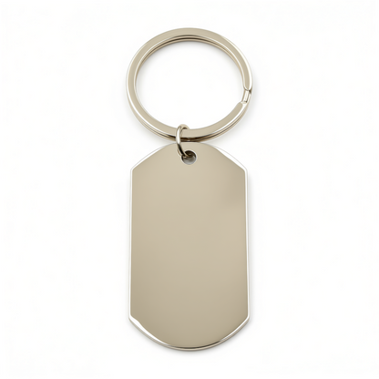 Polished Dog Tag Keychain Pendant with Engraving