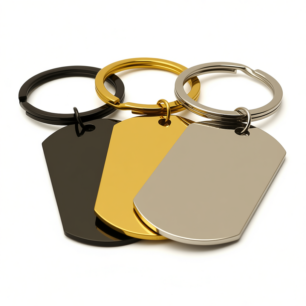 Polished Dog Tag Keychain Pendant with Engraving