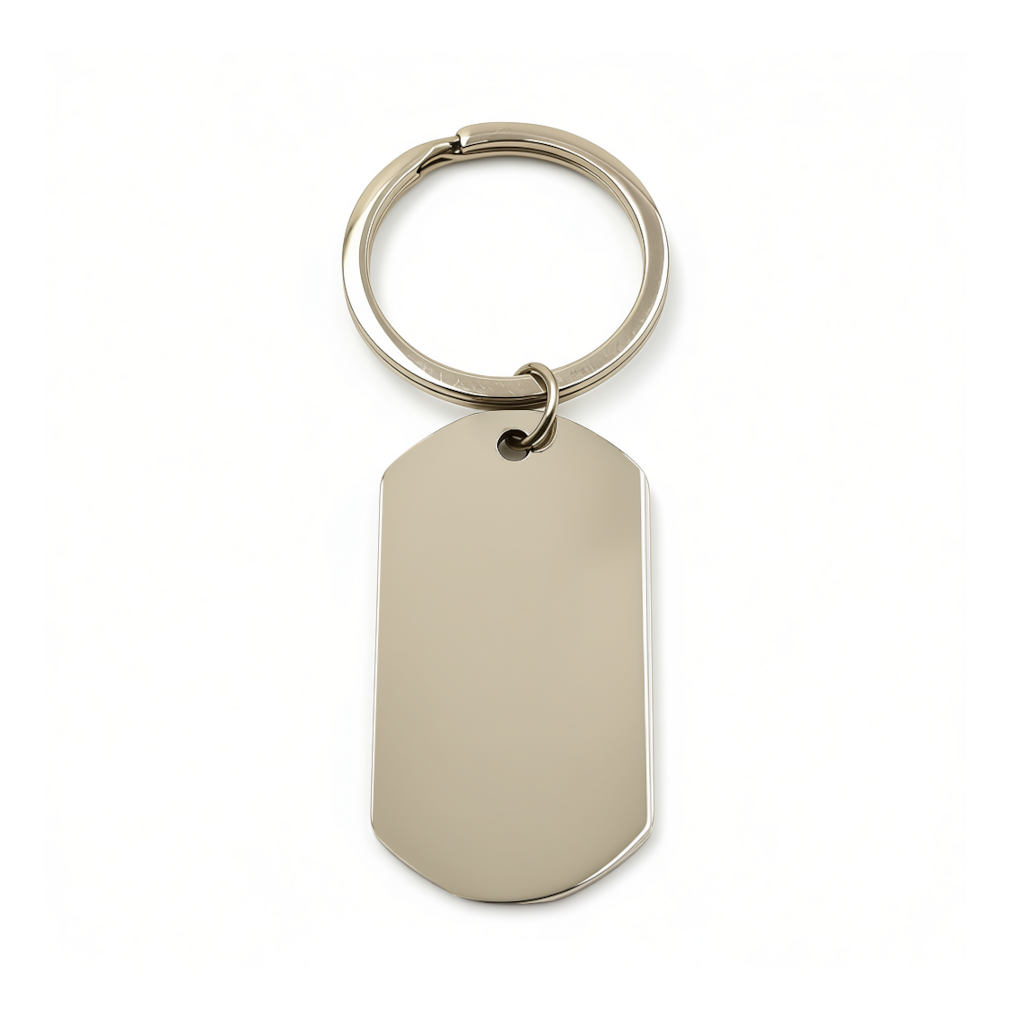 Polished Dog Tag Keychain Pendant with Engraving
