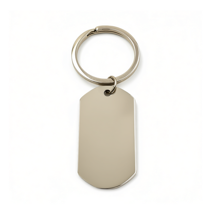 Polished Dog Tag Keychain Pendant with Engraving
