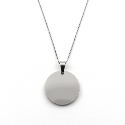 Large Round Pendant with Necklace and Custom Engraving