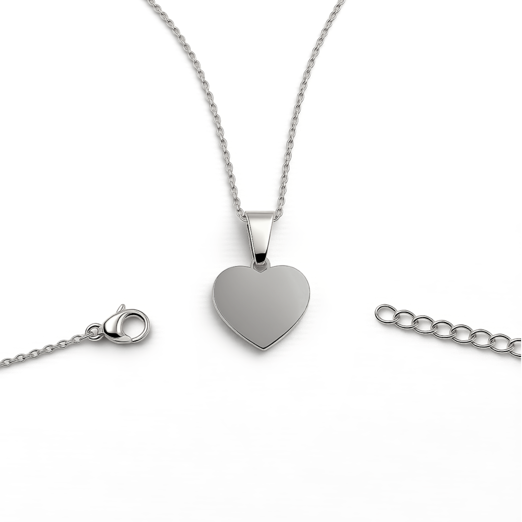 Small Heart Pendant with Necklace and Custom Engraving