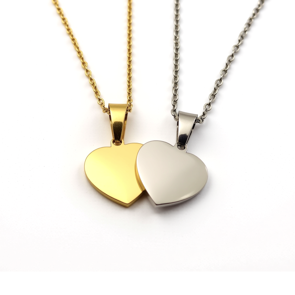 Small Heart Pendant with Necklace and Custom Engraving