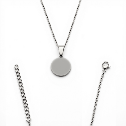 Small Round Pendant with Necklace and Custom Engraving