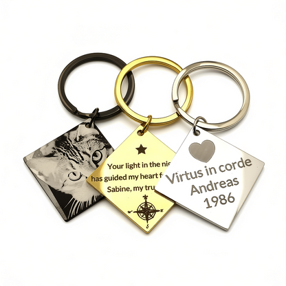 Square Keychain Pendant with Custom Engraving